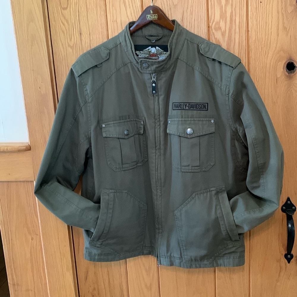 HARLEY-DAVIDSON ARMY ARMY JACKET.. MENS LARGE, THICK, NICE.